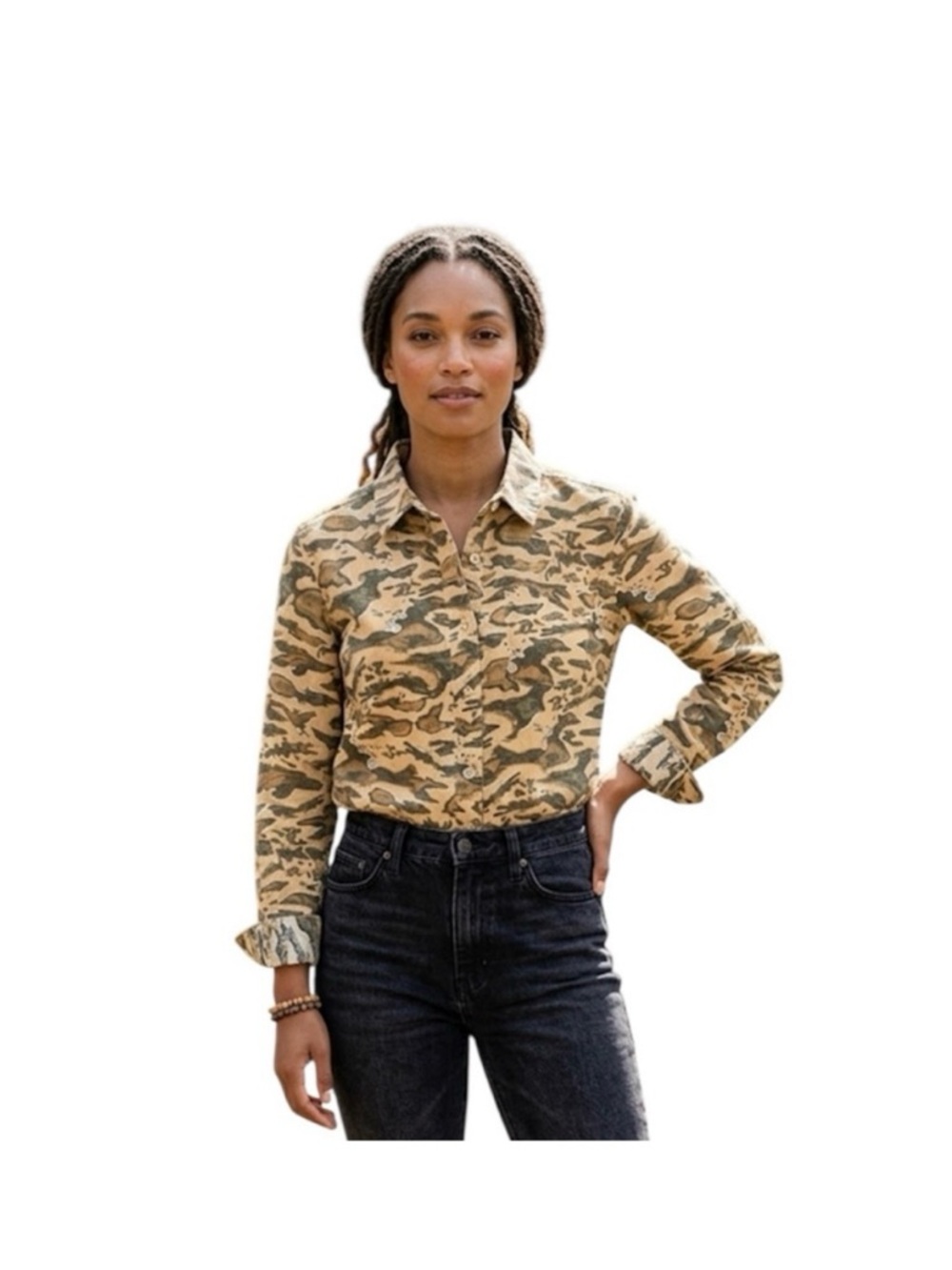 United by Blue Women's Camo Button Down Shirt Hemp & Organic Cotton Size: Medium